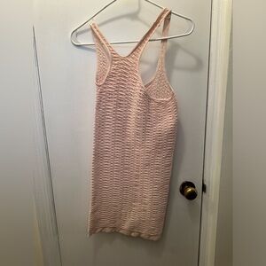 Bebe Light Pink Textured Bodycon Dress With Stylish Asymmetric Design